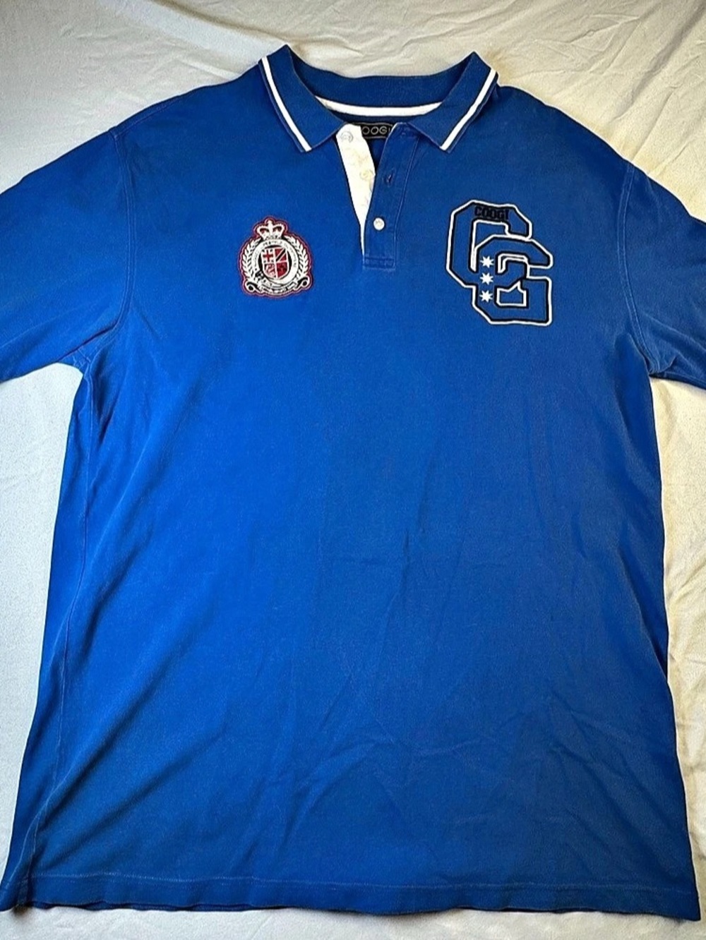 Vintage Coogi Lifestyle Outfitters Big Logo Royal Blue Polo Shirt Mens 2XL XXL3